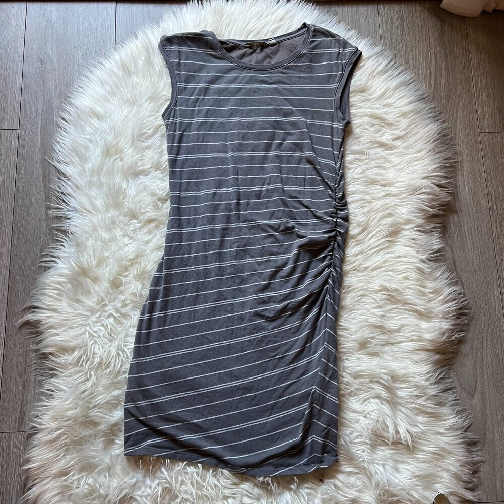 Athleta Carefree Tee Tank Dress‎ Women's S Bodycon Casual Gray Striped Sport